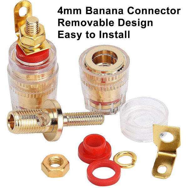 4 stk 4mm bananplugg hunnkontakt polklemme for forsterker høyttaler terminal veggplate