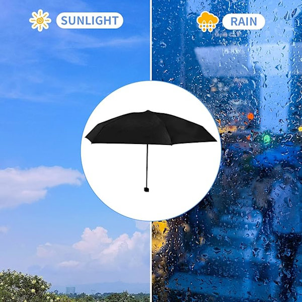 Kompakt paraply, 6 ribbor paraply, litet fickparaply, vindtätt, UV-skydd, ultralätt paraply, hopfällbart reseparaply, för sol och regn