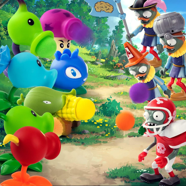 Plants vs Zombies Leksaker 12 st vs PVZ Actionfigurer Set Spel Perfekt Födelsedag Jul för Pojkar och Flickor - med Slagfält Karta