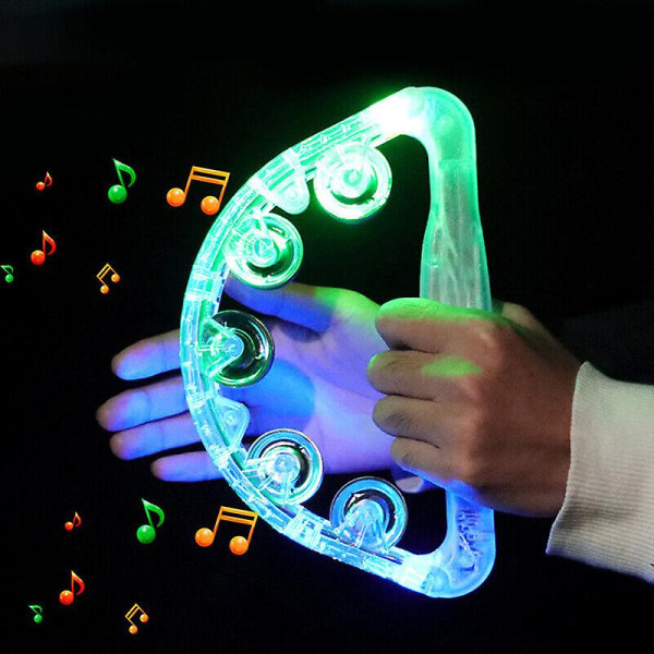 LED Light Up Sensory Toy Blinkande Tambourine Shaking Party Musikalisk slumpmässig färg