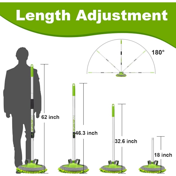 62 tuuman mikrokuituinen autonpesuharja, moppisarja, hansikas, sieni pitkällä varrella, autonpuhdistustarvikesarja, pölyharja, autonpesuvälineet, lisävarusteet