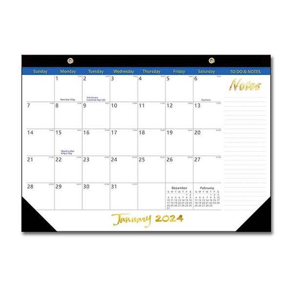 2024 kalender robust dobbel trådbinding, store daglige blokker, 18 måneders veggkalender 2024-2025, januar 2024 - juni 2025.