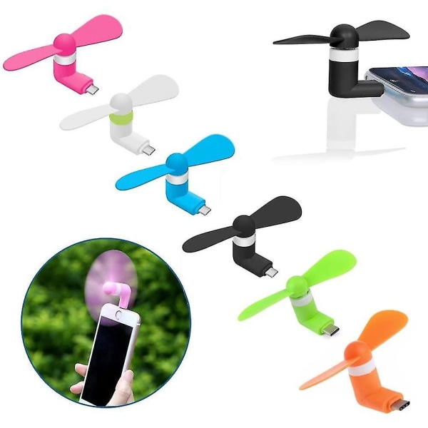 6 Pack Mini kannettava Type-c jäähdytystuuletin USB Type-c -liitännällä matkapuhelimeen