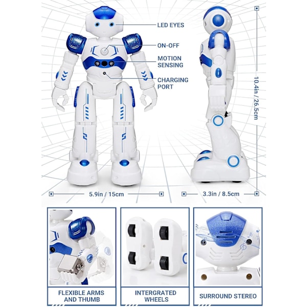 RC Robotleksaker för barn, gest- och avkänningsprogrammerbar fjärrkontroll Smart Robot för ålder 3 4 5 6 7 8 år gamla pojkar flickor födelsedagspresent