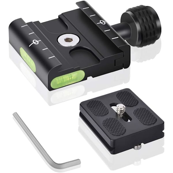 Snabbkopplingsplatta kompatibel med Arca Swiss stativ Snabbkopplingsplatta för kamera med avtagbar platta 1/4\" 3/8\" gängadapter Vattenpass