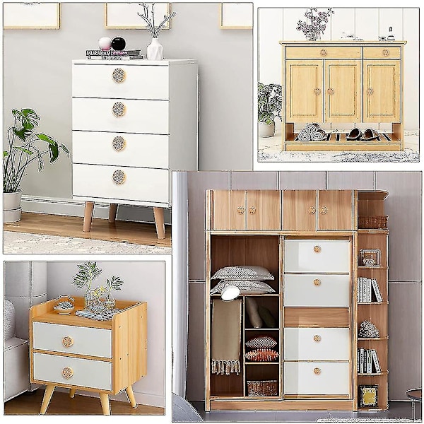 6st Retro Rotting Lådknoppar Handgjorda vävda Boho Möbelknoppar för hemmet