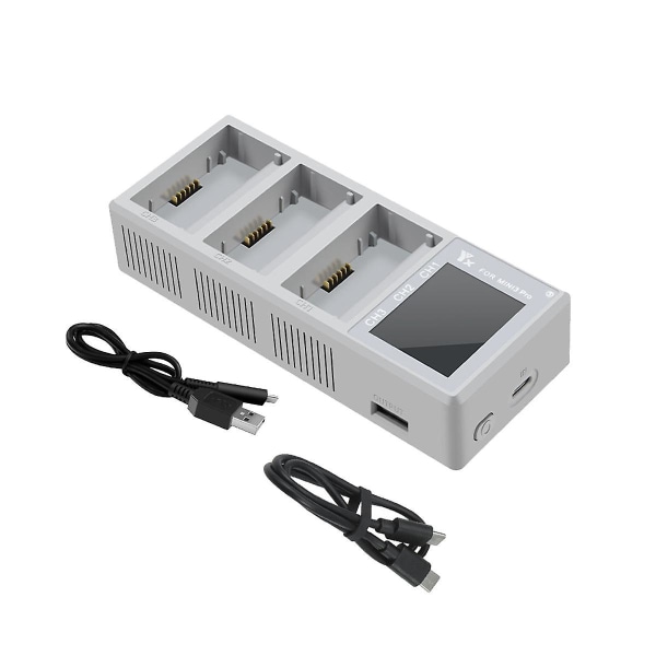 Opladningshub til Mini 3 Pro Drone Digital Display Oplader Flyvebatteri Hurtigopladningsoplader (Grå)