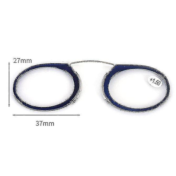 Bærbare klipsenese mini lesebriller med neseklips menn kvinner lesere reseptløse briller uten ben 1,0 1,5 2,0 2,5 3,0 3,5 (350 grader, svart)