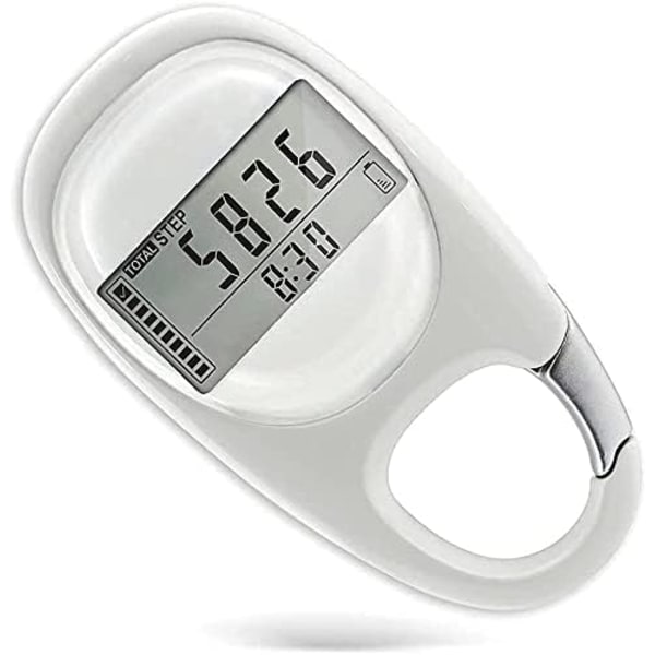 3D-skritteller med klips, enkel skritteller, spor trinn og forbrente kalorier og aktivitetstid 7 dagers minne for menn, kvinner, barn