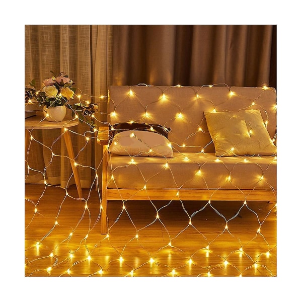 Stjerne Fiskenet Led String 6x4m 672led Udendørs String Fairy Night Lights Ferie Soveværelse Hjem Del（Som vist）