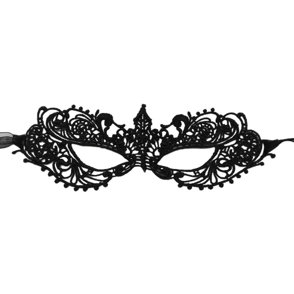 Sinknap 1 Pair Sparkling Lace Masquerade Eye Cover Women Venetian Lace Eye Cover Party Prom Ball Costume Supplies（Black）
