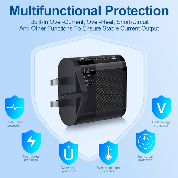 Snabbladdningsadapter Typ C, Universal 65W USB C-laddare, Multi-enhetsladdningsadapter, Kompakt USB Typ C-strömadapter med snabbladdningshuvud