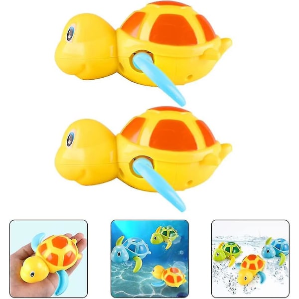 Babybadeleker, Badekar Wind Up Turtle Leker, Svømmeskilpadde Leker Baby Badekar Skilpadde Leker Svømming Clockwork Vann Toyyellow2stk