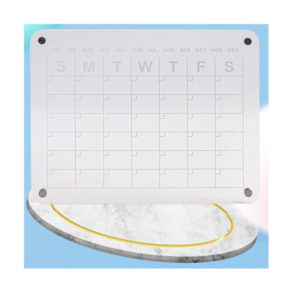 2 stk magnetisk tørr tørketavle for kjøleskap Akryl klar kalender for kjøleskap notatbrett Er（Transparent）