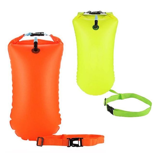 Simväska för boj, vild simningsboj, uppblåsbar vattentät torrväska (orange och gul)