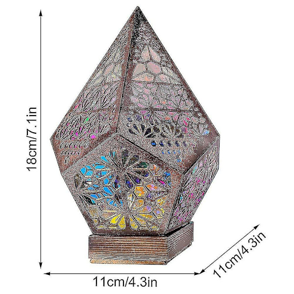 Bohemisk mosaikk Stjernehimmel Gulvprojeksjoner Lampe Bord Nattbordslys（63-85 kg，hvit høstdress）