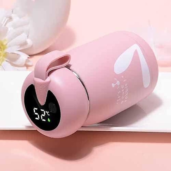 Termoskopp, vattenflaska i rostfritt stål, temperatur LED-display (320 ml, rosa)