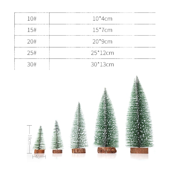 Miniatyr Julgranar Snöfrost Sisalträd Skrivbords Mini Tallträd Flaskborsteträd för Julfest Heminredning