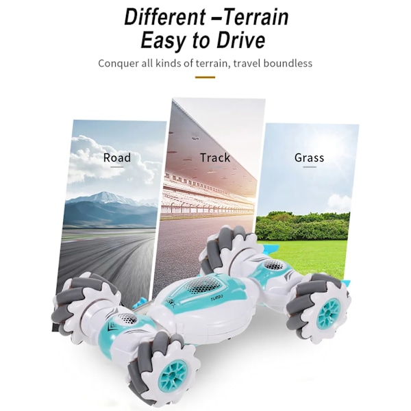 RC-temppuauton 4WD 2.4 GHz RC-temppuauton 360° Maastoauto eleohjauksella, lahja lapsille ja pojille