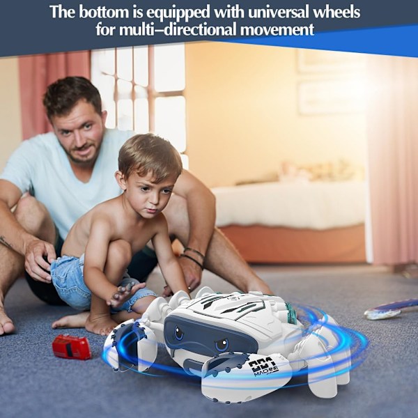 Barnleksak från 1-3 år pojke flicka, barns leksakssensor interaktiv krypning med musik och LED, med automatisk undvikande