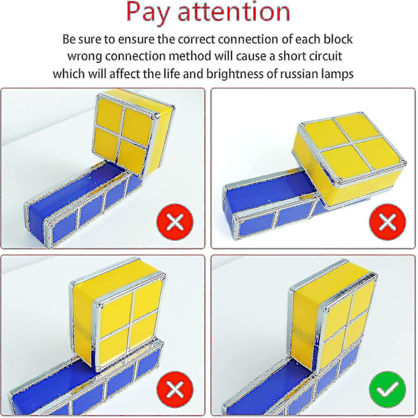 Tangram stablebart nattlys, led 7 farger induksjonssammenlåsende skrivebordslampe 3d gjør-det-selv magiske blokker Puslespill leketøy for barn tenåringer Soverom hjemmeinnredning Ideell