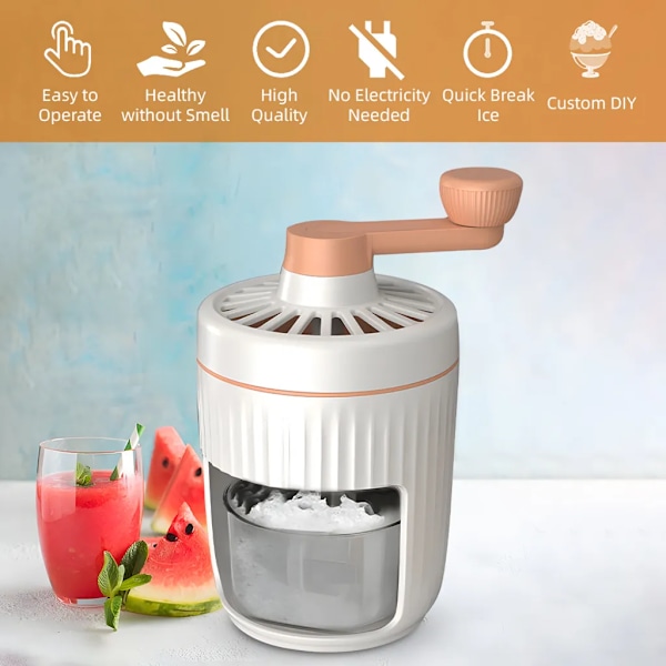 Ismaskin, handvevad slushie-tillverkare, ismaskin, vattenis, issnö, snöis, isbearbetning, is med rostfria blad