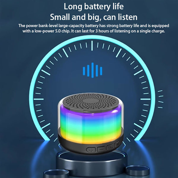 Kannettava RGB-lamppu Langaton Bluetooth 5.0 Minikaiutin, Tunnelmavalo Subwoofer Ulkoilmajuhliin Leirintään