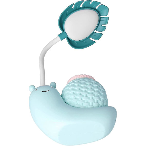 Led Skrivebordslampe Med Penholder Tegneserie Dyresnegl Multifunktion Bordlampe Usb Opladning Sød svanehals Skrivebordslampe Til Studerende Børn Lys (blå)