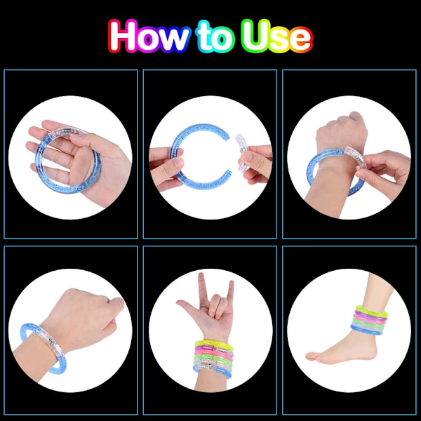Pakke med 15 festartikler til børn, LED-lyslegetøj, LED-blinkende armbånd og briller, der lyser i mørket, til børn og voksne