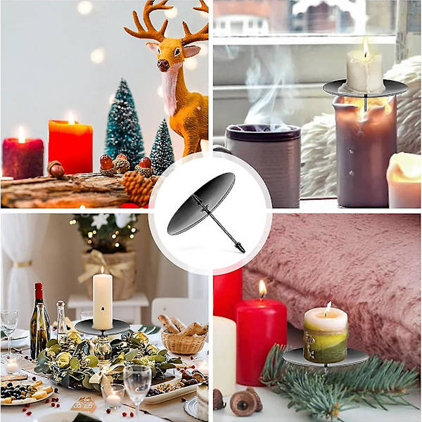 Wreath lysestake, 8 cm lysestake, metall lysestake, julelysestake med 8 stk Bla（Sort）