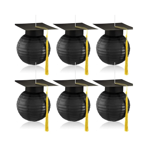 Graduation cap Riippuvat paperilyhdyt Grad Cap Paper Lyhdyt Graduation lyhdyt mustalla Grad H (musta)
