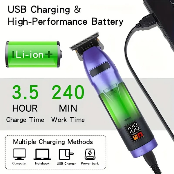 Hårklippare, professionell elektrisk trimmer, trådlös hårklippare, uppladdningsbar USB-hårklippare för tillverkning
