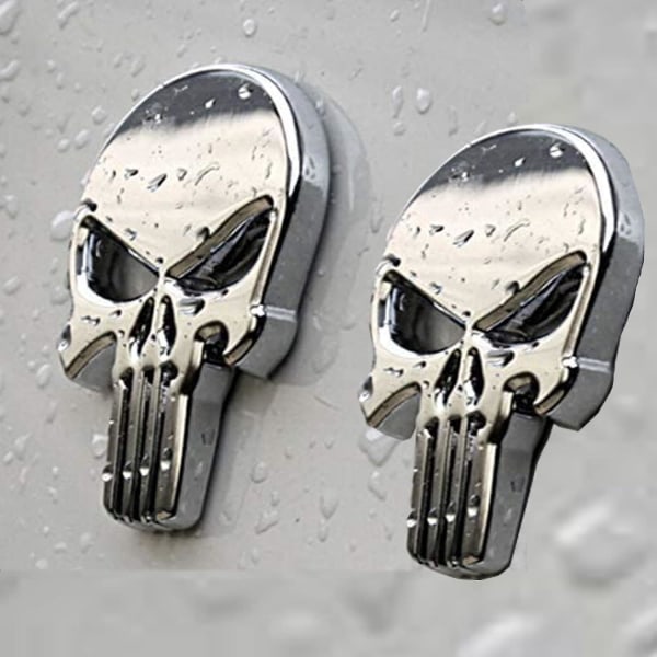 2 st Punisher 3D-metallemblem, Punisher Skull Motorcykelfordonsdekal, Punisher Skull Bildekal, Motorcyklar, Fordonets dekoration