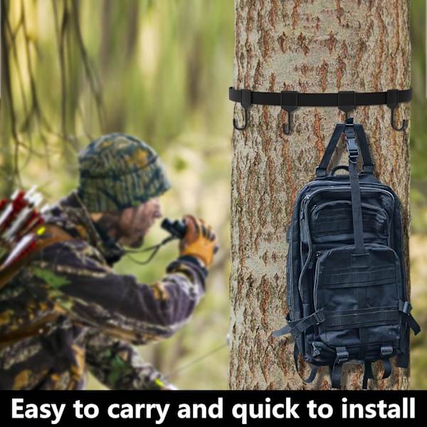 Treestand Gear Strap Hangers, Bow Hangers for Treestand, Multi-Hook Tree Stand Accessories for Hunting, Treestand Straps Holder with 6 Hooks