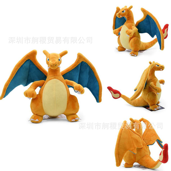 Elf Plush MegaXY Version Charizard Mega Charizard Evolution Version Rayquaza Sky Dragon Toy[HSF]（21-25cm，Xversion blå）