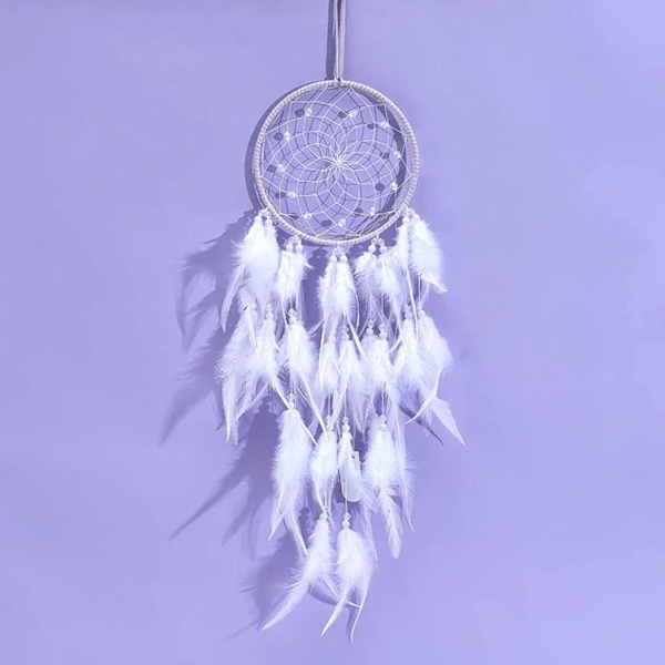 Bohemian Dekoration, Led Dream Catcher Mädchen Handgemachte Dreamcatcher Spitze Dream Catcher Federn Weiß