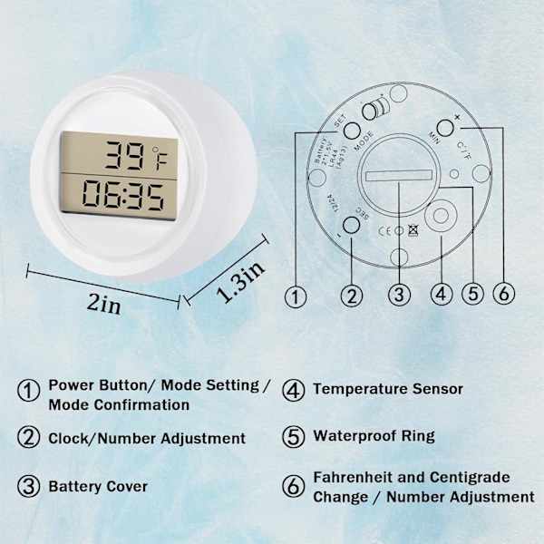 Isbad Termometer Timer, Flydende Termometer til Isbad, Vandtæt IP67, Kold Neddyknings Termometer og Timer