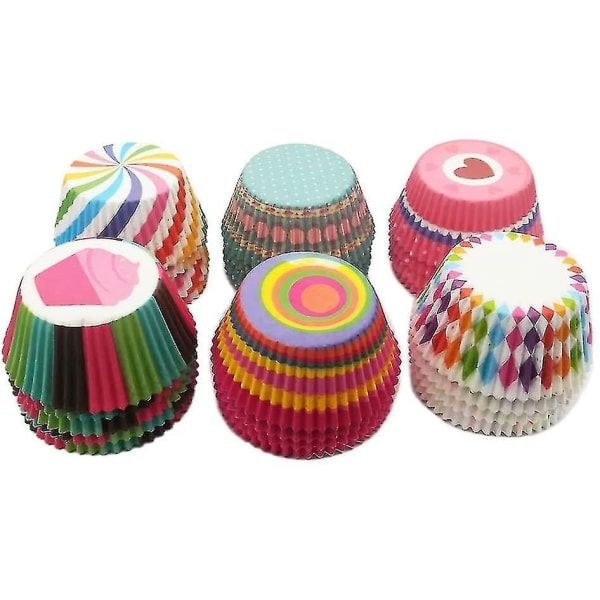 Papir cupcake-bokser 600 stykker 6 stiler 3,2 X 5 X 6,8 cm For bryllupsfest