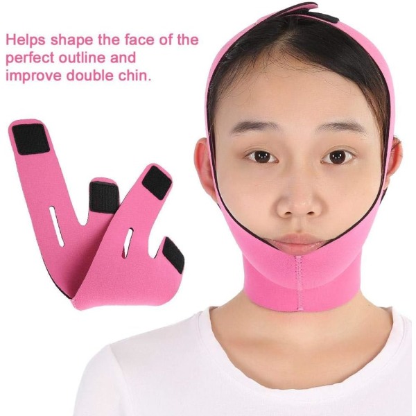 Ansiktsbantningslyftbälte V-bälte dubbelhaklyftbälte Face Shaping Mask (rosa)