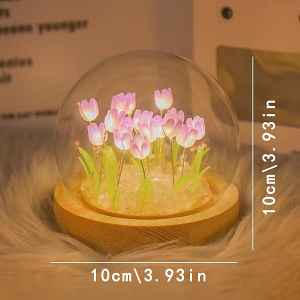 Tulip Lampe Blomst Natlys - DIY Sød Simulation LED Lys 20 Blomster Bordlamper Skrivebord Soveværelse Dekoration Håndlavede Lys Gave