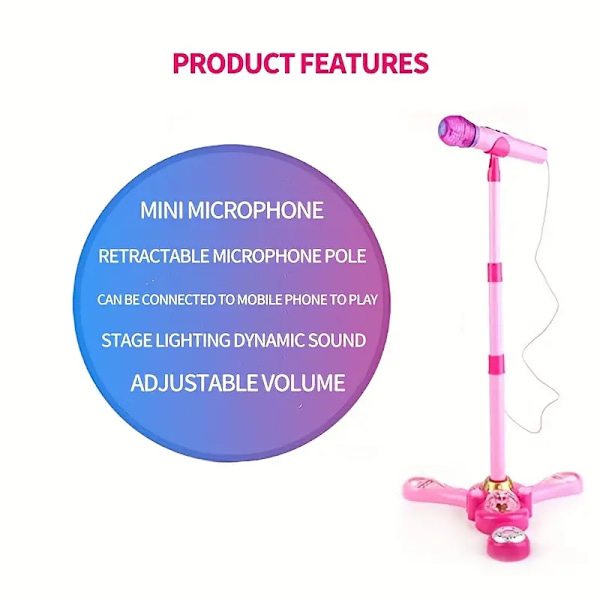 Mikrofon Karaoke Plug-in MP3 Bluetooth Funktion Stativ Mikrofon Barn Musikinstrument Scenljus Leksak Student Undervisningshjälpmedel