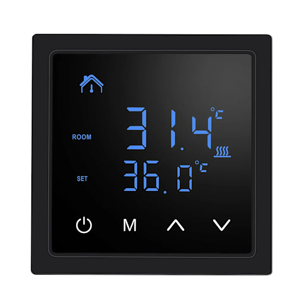 Smart rumtermostat gulvvarme 16A elektrisk varmevarme termostat, touchskærm med børnesikringsfunktion, indendørs termometer termostat