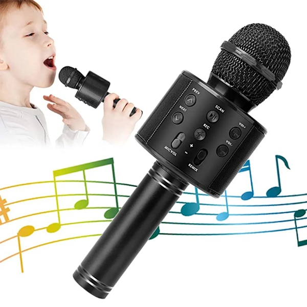 Trådlös Bluetooth Karaoke Mikrofon, 5 i 1 Trådlös Mikrofon för Barn, Mikrofon med Högtalare | Remix, Mic KTV Mikrofon