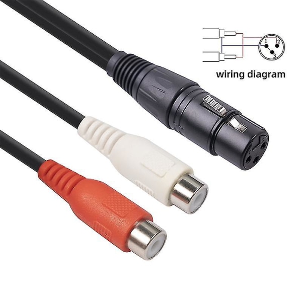 Xlr till Dual Rca-kabel Xlr till Rca Y Splitter-kabel 3-stifts Xlr hona till 2rca hona förstärkare mixning（Fotofärg）