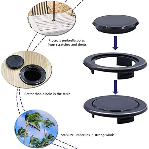 2 settiä patiopöydän sateenvarjoreikärengas ja cap , muovinen sateenvarjon reiän set cover Vakiokokoinen pöydän keskirengas sateenvarjoreikään ulkokäyttöön G