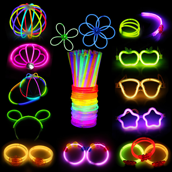 100 Ultra Bright Glow Sticks Party Set til børn – Glowing armbånd og halskæder – Neon Glow Sticks Glow Sticks til festival, bryllup