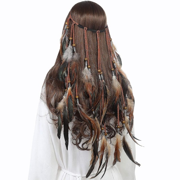 Fjær Hodeplagg Boho Hippie Hodebånd - Fancy Fjær Hodeplagg Bohemian Hodeplagg Dusker For Kvinner Jenter Karneval Hodeplagg