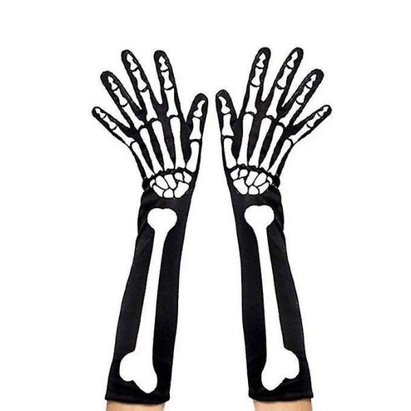 Halloween Skelett Långa Handskar Med Glöd Skeleton Handskar