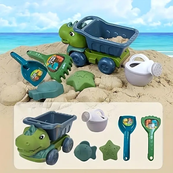 Dinosaur Engineering Vehicle Toy Set, Strandleker for Gutter og Jenter, Morsomt Lekebil