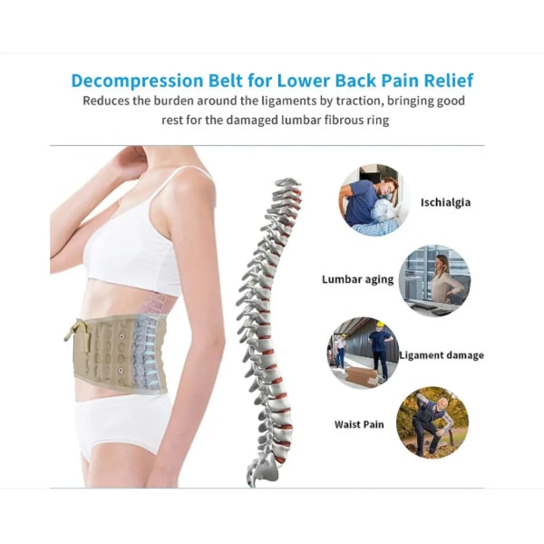 Fysiskt dekompressionsbälte för lindring av nedre ryggsmärta Uppblåsbart ryggradsdekompression Lumbal Nedre ryggbälte Br